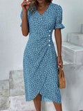 Fongt Large Number Of New 2025 Summer Hot Sales Geometric Collage Bubble Sleeve Irregular Pendulum Dress