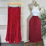 Fongt Fashion Folding Wave Half-Dress French Sweet High-Waisted A-Shaped Skirt Mid-Long Folds Skirt