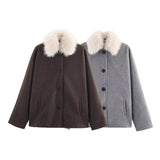 Fongt New Fashion Temperament Women's Suedo Texture Leather Coat 4341770