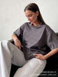 Fongt Spring And Summer New Solid Color Short-Sleeved Women Loose Large-Band Pure Cotton T-Shirt Simple Top
