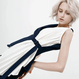 Fongt New Splicing Fold Design Irregular Hem Can Be Buckled Buckle Top Vest Coat Female QD780