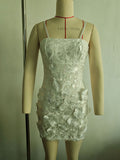 Spring And Summer New Gorgeous Temperament Three-Dimensional Flower Embroidery Sling Skirt Small Dress