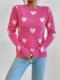 Fongt And Winter New Heart Pattern Loose Round Collar Knitting Jacket Sweater