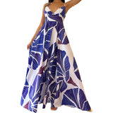 Fongt Spot Dress Flower Beach Dress Print Sling Medium Long Dress-Outfit