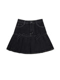 High-Waist Slim Elegant Solid Color All-Match Denim Skirt Women Summer 2023 Fashion Bow Pleated Denim Mini Skirt