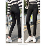 Wear 2023 New High-Waisted Trousers With Double Buttons, Stretch, Slim, High Pencil, Nine-Cent Jeans-Outfit
