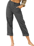 Leisure Summer Solid Color Cotton Linen Fashion Loose High Waist Casual