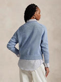 Fongt New Women's Casual Round-Neck Bear Pattern Embroidered Sweater Knitted Shirt