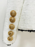 STREET Newest Fashion 2023 Designer Jacket Women's Slim Fitting Lion Buttons Contrast Color Fringed Tweed