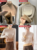 Warm Sweater Pullover Women Slim Thicken Plush Velvet Lined Knitwear Jumper Korean Half Turtleneck Poleras Soft Knit