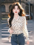 Fongt Light Luxury High-End Feel Blouse This Year's Popular White Chiffon Bow Shirt Women's Spring 2025 New