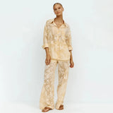 Fongt Print Sunscreen Long-Sleeved Shirt Wide-Leg Pants Suit Two-Piece Set-Outfit