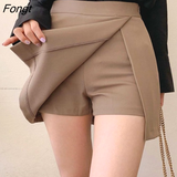 Women Asymmetrical Casual Solid Fashion High Waist Ulzzang Chic Stylish Skinny Sexy Side-slit Tender Ladies Elegant