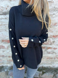 Fongt Women's Sweater In Autumn/Winter 2025 Casual High-Neck Button Sweater Knitted Sweater