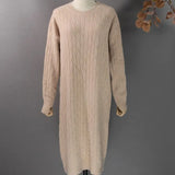 New 2020 Autumn Winter Women Dresses Knitted Korean Style Fashionable Oversize Warm Elegant Lady Midi Dress