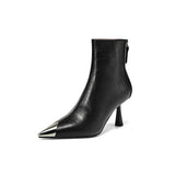 Fongt Pointed High Heel Boots Metal Head Gas Small Short Boots High Heels Short Boots Thighs Short Boots Tiring Boots Without Tired Skirts