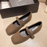 Fongt Jane Shoes Women 2025 New Retro Square Head Shallow Soft Sole With Skirt French Evening Hair Single Shoes