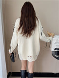 New 2022 Oversized Drawstring Beading Elegant Fashionable Autumn Winter Wild Women's Sweaters Pullovers Tops