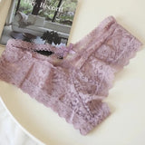 Fongt Lace Thong Women Cotton T-Shirt Cut-Out Low-Waisted Bow Cross Peach Ass