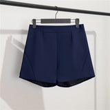 Fongt Suit Shorts Female Black Summer Thin 2024 New Loose High-Waist A-Line Casual Wide-Leg Pants-Outfit