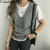 2020 New Autumn Winter Women Sweaters V-Neck Pullover Sleeveless Vest Knitted Oversize Elegant Wild Knitwear