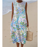 Fongt And Summer 2025 New Sleeveless Casual Print Temperament Dress Dress Body Small Fresh Casual Dress
