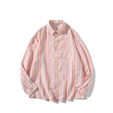 Fongt Stripe Polo Collar Long Sleeve Shirt Coat Female Autumn Thin Loose Show Thin Sunscreen Cardigan Top-Outfit
