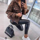 Fongt Explosion Tide People Water Wash Old Leopard-Print Side Of The Cowboy Coat Woman