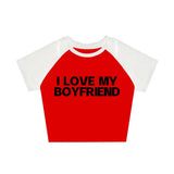 LOVE MY BOYFRIEND Summer Fashion Girls Pink Y2k Crop Top Harajuku Short Sleeve Women T-Shirt Baby Tee Streetwear EMO Girl Punk-Outfit