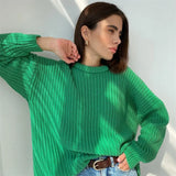 2021 Autumn Winter Oversized Long Sleeve Knitted O Neck Women Pullovers Sweater Fashion Casual Female Y2K