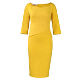 Fongt Women's 2025 New Fashion Solid Color Bag OL Tongle Pencil Dress