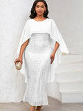 Fongt Women's Spring New Fashion Chiffon Cloak Cane Cown Banquet Party Dress Dress