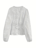 Fongt 2025 New Sexy Lady U-Neck Loose Long-Sleeved Shirt Top