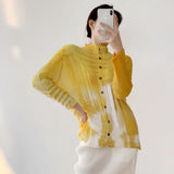 Fongt Folded Texture High-End Design Wrinkle Single-Drip Buckle Coat Women's Spring And Autumn New Messy Comfortable Open Shirt