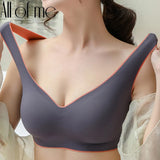 Bra Latex Push Up Bras Seamless Bralette Female M-XXL Plus Size Bra Tank Tops Gathers Shockproof Pad Brassiere