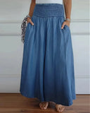 Fongt New Hot Women's Fashion Casual To Take Wide Legs Tight Waist Bandwidth Pants