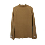Women Autumn And Winter Half High Collar Knitted Sweaters Solid Female Soft Elastic Soild Color Pullover Button Full Sleeve