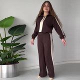 Fongt The Autumn Of 2025, The New Women's Fashion Hit The Color Of The Lazy Wind Casual Knitwear Two Sets