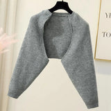 Cardigans Women's Batwing Long Sleeve Crop Top Loose Knitted Jacket shawl Femme Autumn Winter Knitwear-Outfit