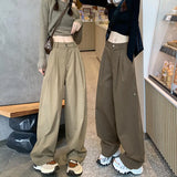 Fongt Workwear Trousers Women's Summer Thin 2025 New High-Waisted Leisure Sports Broad-Legged Trousers
