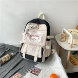 Badge Ita Women Backpack Transparent Contrast Color College Gilrs Schoolbags Female Flap Multi-pocket Laptop