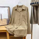 Fongt Loose Feeling Loose Lanky Long-Sleeved Shirt Women's Spring And Autumn Design Sense Of Small Casual Chic Outside Folding Clothes