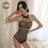 Night Vows Transparent Lingerie Free From Temptation Sexy Black Open Stockings Women Passion Body Net Uniform