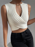 Fongt And Winter Repair Chain Decoration Design Cross-Knit Sweater Bottom Shirt