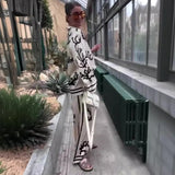 Fongt 2024 New Women's Fashion Print Jacket Acks Two-Piece Set-Outfit