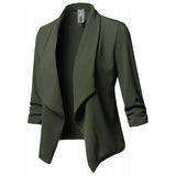 Wise Hot Style Slim Long Sleeve Pleated Suit Collar Solid Color Versatile Small Suit Jacket Size 10-Outfit