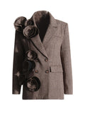 French Retro Style Double Buckle Small Suit 2025 New Handmade Three-Dimensional Flowers High-Grade Hair Blazer Suit
