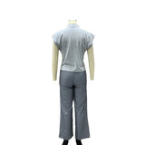 Fongt 2023 New Solid Color V-Neck Sleeveless Jacket Blazer Trouser Suit Women-Outfit