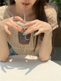 Fongt New Pure Style Short Sleeve Retro Strapped With Cardigan Sweet Cool Hottie Knitted