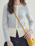 Fongt Striped 100 Folded Hem Knitted Women's Early Spring New Design Sense Of Small Gentle Comfortable Long-Sleeved Top